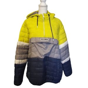 Members Only Sport Colorblock Puffer Pullover Hooded Jacket